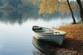 a rowboat on the shore of a lake Royalty Free Stock Photo