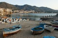 Rowboats on the beach of Cefalu, Italy Royalty Free Stock Photo