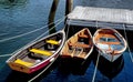 Rowboats moored in Rockport Harbor, Maine