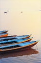 Rowboats on the River Ganges, Varanasi, India Royalty Free Stock Photo