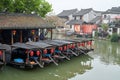 The rowboats in river in Xitang ancient town