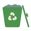 ÃÂ¡rowded full geen recycle bins with recycle symbol. Vector garbage trash can isolated sign. Recycling junk basket garbage sign Royalty Free Stock Photo