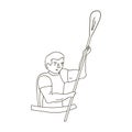 Rower in a boat with a paddle in hand down to the baydak on the wild river.Olympic sports single icon in outline style