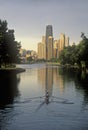 Rower on Chicago River with Skyline