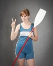 Rower gesture v for success Royalty Free Stock Photo