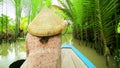 Rower Paddle Canoe at Majestic Gorgeous Mekong River,Vietnam