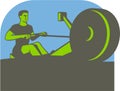 Rower Rowing Machine Half Circle Retro Royalty Free Stock Photo