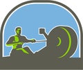 Rower Rowing Machine Half Circle Retro Royalty Free Stock Photo