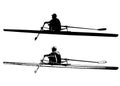 Rower skaetch and silhouette