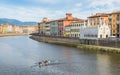 Rowers on Arno River, Pisa, Tuscany, Italy Royalty Free Stock Photo