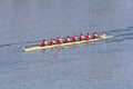 Rowers in eight-oar rowing boats