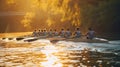 rowers paddling in beautiful river