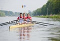 Rowers to the start Royalty Free Stock Photo