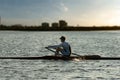 Rowing alone Royalty Free Stock Photo