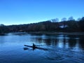 Rowing along the Po River. Nature and physical activity Royalty Free Stock Photo