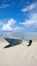 rowing boat on the beach ready to sail the ocean Royalty Free Stock Photo