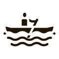 Rowing Boat Canoeing Icon Vector Illustration