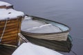 Rowing boat full of water and ice Royalty Free Stock Photo