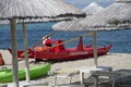 Rowing boat for rescue on the beach Royalty Free Stock Photo