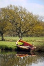 Rowing boat on river bank Royalty Free Stock Photo