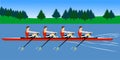 Rowing boat team training before the competition Royalty Free Stock Photo