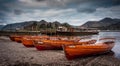 Wooden Rowing boats at Derwentwater, England Royalty Free Stock Photo