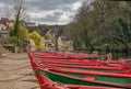 Rowing boats for hire at Knaresborough near Harrogate Royalty Free Stock Photo