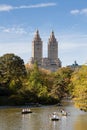 Rowing Boats on the Lake, Central Park, New York City Royalty Free Stock Photo