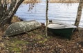 Rowing boats on a lakeside Royalty Free Stock Photo