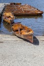 Rowing Boats moored at Boweness on Windermere, Lake Windermere. Royalty Free Stock Photo