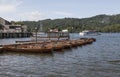 Rowing Boats moored at Boweness on Windermere, Lake Windermere. Royalty Free Stock Photo