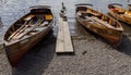 Rowing boats on shore of Derwent Water, Keswick. Royalty Free Stock Photo