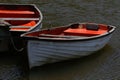 Rowing Boats Tied To Wooden Lake Pier Royalty Free Stock Photo