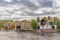 Rowing Club `Znamya` on the riverside of Malaya Nevka river in St. Petersburg