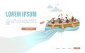 Rowing Competition Landing Page Flat Template Royalty Free Stock Photo