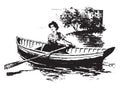 Rowing is an excellent exercise, vintage engraving