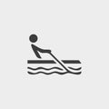 Rowing icon in a flat design in black color. Vector illustration eps10