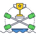 Rowing icon sport champion tournament flat vector