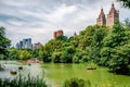 Rowing in the Lake in the Central Park. Royalty Free Stock Photo