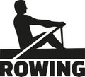 Rowing man silhouette with word