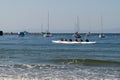 Practice for rowing competition, Monterey Bay Royalty Free Stock Photo