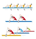 Rowing race colorful icons.