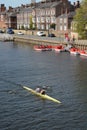 Rowing on the river Ouse in York North Yorkshire