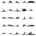 Rowing silhouette set