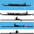 Rowing silhouette vector