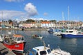 Rowing skiff and other boats harbour Anstruther Royalty Free Stock Photo