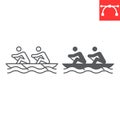 Rowing sport line and glyph icon