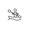 Rowing sport training line icon