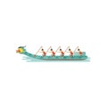 Rowing team competing in the traditional Dragon Boat Festival vector Illustration Royalty Free Stock Photo