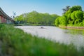 Rowing Team Rows a Skiff on a River Royalty Free Stock Photo